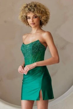 Amelia Couture 3021s Short Strapless Fitted Homecoming Dress(Amelia Couture 3021s Short Strapless Fitted Homecoming Dress) 30 Amelia Couture 3021s Short Strapless Fitted Homecoming Dress(Amelia Couture 3021s Short Strapless Fitted Homecoming Dress) -Dress Promotion Store 3021SEmeraldGreen 1
