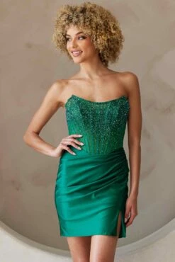 Amelia Couture 3021s Short Strapless Fitted Homecoming Dress(Amelia Couture 3021s Short Strapless Fitted Homecoming Dress) 29 Amelia Couture 3021s Short Strapless Fitted Homecoming Dress(Amelia Couture 3021s Short Strapless Fitted Homecoming Dress) -Dress Promotion Store 3021SEmeraldGreen 2