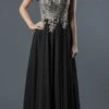 J&J Fashion 3025 Long Prom Dress With Appliqued Bodice(Black Long Prom Dress With Appliqued Bodice) 1 J&J Fashion 3025 Long Prom Dress With Appliqued Bodice(Black Long Prom Dress With Appliqued Bodice) -Dress Promotion Store 3025 jj fashion black