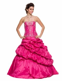 CLEARANCE - Juliet 302 Poofy Taffeta A-Line Strapless Embroidered Bodice Quinceanera Dress(Poofy Taffeta Red Quinceanera Dress A Line Strapless Embroidery)