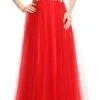 J&J Fashion 3037 Deep V-Neck Illusion Bodice Prom Gown(Deep V Neck Illusion Bodice Red Prom Gown) -Dress Promotion Store 3037 jj fashion red