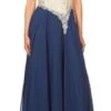 J&J Fashion 3049 V-Neck Embellished Long Prom Dress(V Neck Embellished Long Prom Dress Navy Blue) -Dress Promotion Store 3049 1 jj fashion navy blue