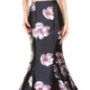 J&J Fashion 3054 Floral Skirt Crop Top Two-Piece Prom Gown(Floral Skirt Black Crop Top Two Piece Prom Gown) -Dress Promotion Store 3054 jj fashion black