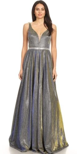 J&J Fashion 3083 Embellished Waist Long Prom Dress With Pockets(Embellished Waist Long Prom Dress Royal Blue With Pockets)