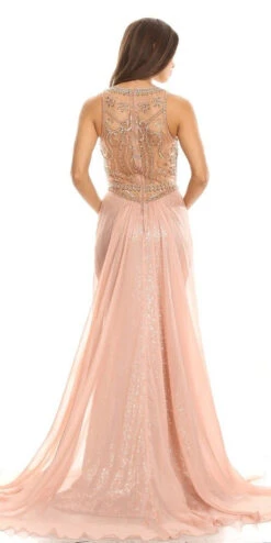 Eureka 3335 Illusion Sequins Gown Sleeveless With Sheer Train(Illusion Sequins Prom Gown Sleeveless With Sheer Train Gold) -Dress Promotion Store 3335 eureka rose gold dress back2 8352923a c4ab 4584 bfe5 532f932173d9