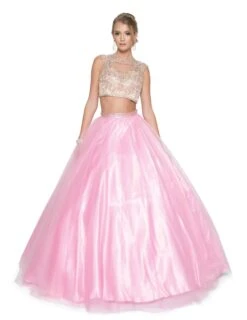 Juliet 338 Quinceanera Dress 2-Piece Bateau Neckline Cap Sleeve(Juliet 338 Quinceanera Dress Light Pink 2 Piece Bateau Neckline Cap Sleeve) -Dress Promotion Store 338 juliet pink full