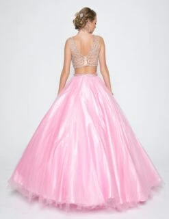 Juliet 338 Quinceanera Dress 2-Piece Bateau Neckline Cap Sleeve(Juliet 338 Quinceanera Dress Light Pink 2 Piece Bateau Neckline Cap Sleeve) -Dress Promotion Store 338 juliet pink full back full
