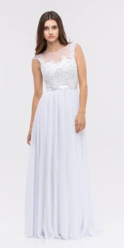 CLEARANCE - Eureka 3611 Lace Illusion Bodice Bateau Neck A-line Long Dress (Size L)(Clearance Eureka 3611 Lace Illusion Bodice Bateau Neck A Line Long Dress L 3xl) -Dress Promotion Store 3611 eureka white dress2 29016104 43e0 477d 94a0 2b1b4d36a18b