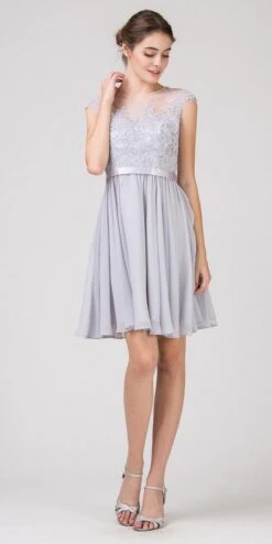 Eureka 3633 Appliqued Bodice A-Line Dress Knee-Length(Appliqued Bodice Wedding Guest A Line Dress Knee Length Mocha) -Dress Promotion Store 3633 eureka fashion silver 056eb7f2 2a52 4d5e aa95 30d73498f048