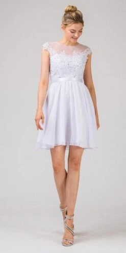 Eureka 3633 Appliqued Bodice A-Line Dress Knee-Length(Appliqued Bodice Wedding Guest A Line Dress Knee Length Mocha) -Dress Promotion Store 3633 eureka fashion white f58ba9bf 269d 4ed6 886e 3eed82384fad