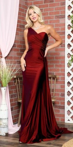 Amelia Couture 387 Long One Shoulder Fitted Fit And Flare Lycra Gown Sash(Amelia Couture 387 Long One Shoulder Fitted Fit And Flare Lycra Gown Sash) -Dress Promotion Store 387BURGUNDY 071fee9f 11da 4a1e 9d84 3edbe088e94d