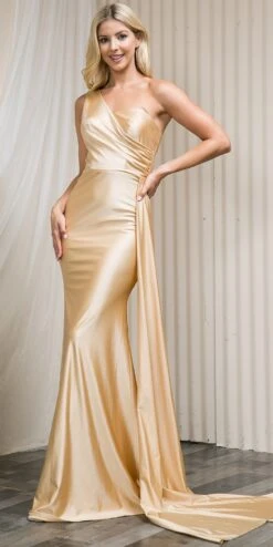 Amelia Couture 387 Long One Shoulder Fitted Fit And Flare Lycra Gown Sash(Amelia Couture 387 Long One Shoulder Fitted Fit And Flare Lycra Gown Sash) -Dress Promotion Store 387CHAMPAGNE 2 73676d7f 1792 4728 b9db d5772e28bd30