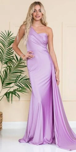 Amelia Couture 387 Long One Shoulder Fitted Fit And Flare Lycra Gown Sash(Amelia Couture 387 Long One Shoulder Fitted Fit And Flare Lycra Gown Sash) -Dress Promotion Store 387LILAC 1 96bc07a5 7f23 44f6 875c 6c4557f6e011