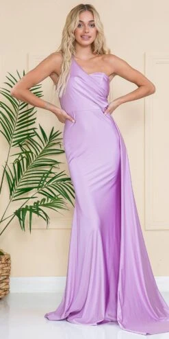 Amelia Couture 387 Long One Shoulder Fitted Fit And Flare Lycra Gown Sash(Amelia Couture 387 Long One Shoulder Fitted Fit And Flare Lycra Gown Sash) -Dress Promotion Store 387LILAC 2 16b5bc0b d50f 4a77 a6b1 0e72e3c91340