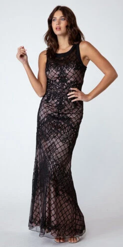 Eureka 3915 Satin And Corded Lattice Lace Long Column Dress(Ivory Champagne Satin And Corded Lace Long Column Dress Formal)