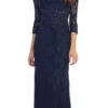 Eureka 3935 Lace Beaded Long Dress Mid Length Sleeve(Navy Blue Lace Beaded Long Formal Dress With Three Quarter Sleeves) 2 Eureka 3935 Lace Beaded Long Dress Mid Length Sleeve(Navy Blue Lace Beaded Long Formal Dress With Three Quarter Sleeves) -Dress Promotion Store 3935 eureka navy blue dress