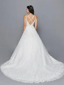 DeKlaire Bridal 417 Spaghetti Straps V-Neckline Open Back A-Line Wedding Dress(Lovely La Bridal 417 Spaghetti Straps V Neckline Open Back A Line Wedding Dress With Beaded Embroidery Applique) -Dress Promotion Store 417 IVORY 2