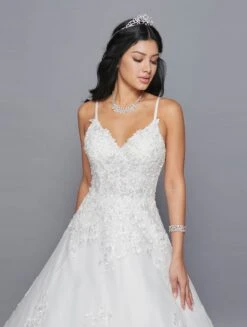 DeKlaire Bridal 417 Spaghetti Straps V-Neckline Open Back A-Line Wedding Dress(Lovely La Bridal 417 Spaghetti Straps V Neckline Open Back A Line Wedding Dress With Beaded Embroidery Applique) -Dress Promotion Store 417 IVORY 3
