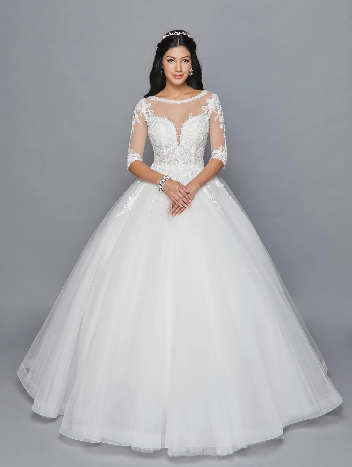 DeKlaire Bridal 421 Mid-Length Sleeve A-Line Wedding Gown Illusion Boat Neckline Beaded Lace(Lovely La Bridal 421 Mid Length Sleeve A Line Wedding Gown Illusion Boat Neckline Beaded Lace) 3 DeKlaire Bridal 421 Mid-Length Sleeve A-Line Wedding Gown Illusion Boat Neckline Beaded Lace(Lovely La Bridal 421 Mid Length Sleeve A Line Wedding Gown Illusion Boat Neckline Beaded Lace)