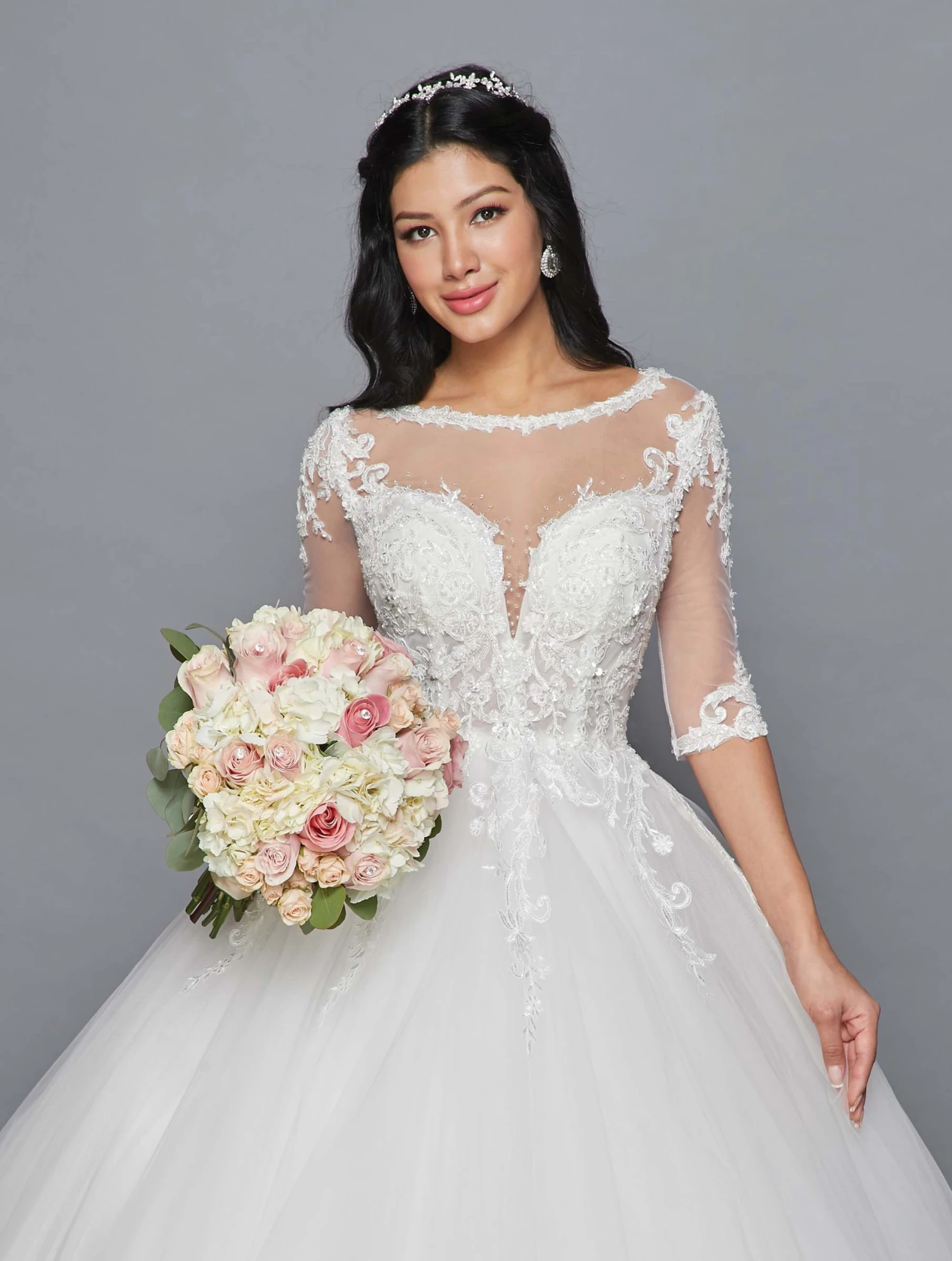DeKlaire Bridal 421 Mid-Length Sleeve A-Line Wedding Gown Illusion Boat Neckline Beaded Lace(Lovely La Bridal 421 Mid Length Sleeve A Line Wedding Gown Illusion Boat Neckline Beaded Lace) 5 DeKlaire Bridal 421 Mid-Length Sleeve A-Line Wedding Gown Illusion Boat Neckline Beaded Lace(Lovely La Bridal 421 Mid Length Sleeve A Line Wedding Gown Illusion Boat Neckline Beaded Lace) - Image 3