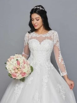 DeKlaire Bridal 422 Mid-Length Sleeve A-Line Wedding Gown Illusion Boat Neckline(Lovely La Bridal 422 Mid Length Sleeve A Line Wedding Gown Illusion Boat Neckline Beaded Lace) 7 DeKlaire Bridal 422 Mid-Length Sleeve A-Line Wedding Gown Illusion Boat Neckline(Lovely La Bridal 422 Mid Length Sleeve A Line Wedding Gown Illusion Boat Neckline Beaded Lace) -Dress Promotion Store 422 IVORY 3