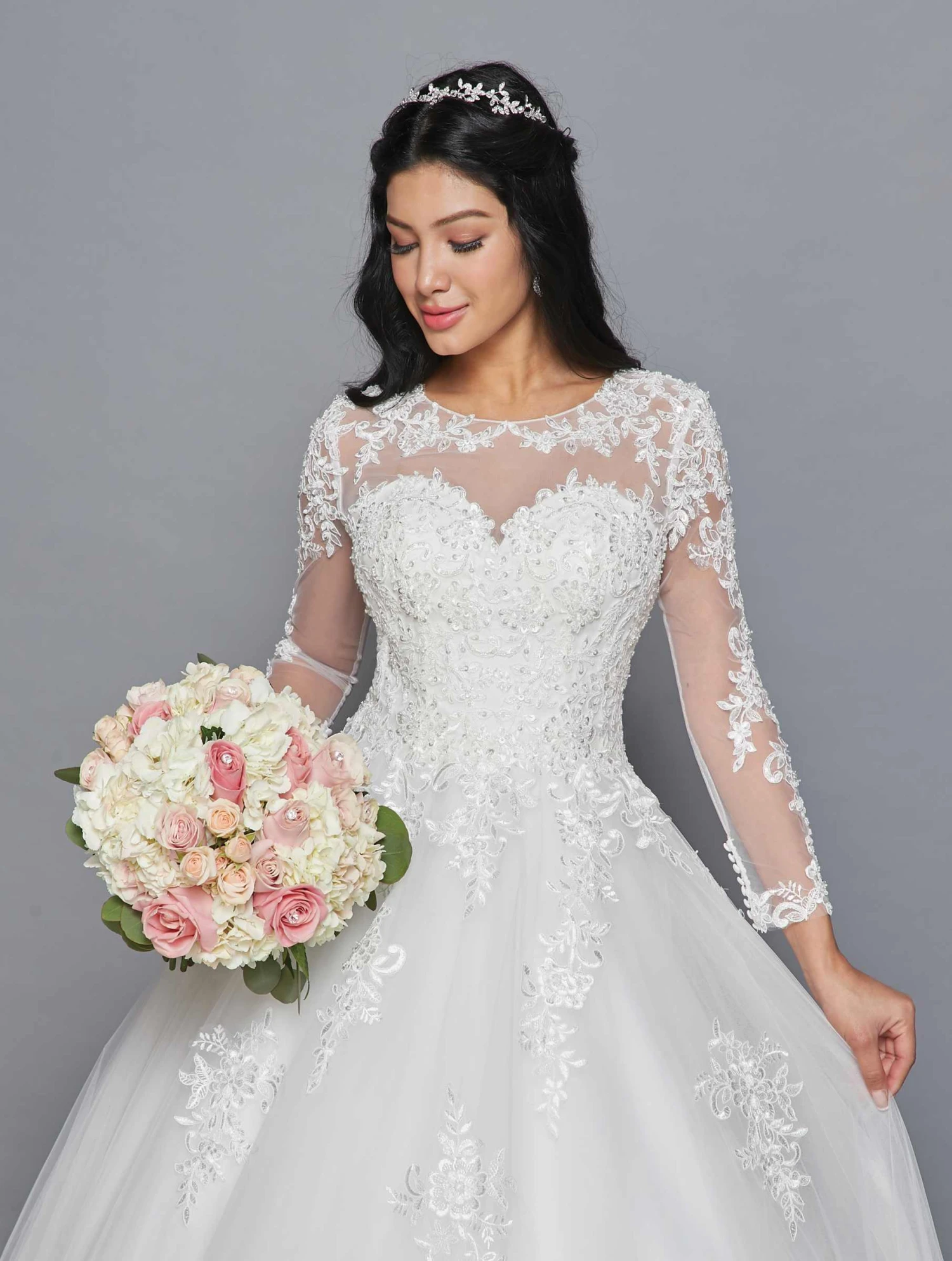 DeKlaire Bridal 422 Mid-Length Sleeve A-Line Wedding Gown Illusion Boat Neckline(Lovely La Bridal 422 Mid Length Sleeve A Line Wedding Gown Illusion Boat Neckline Beaded Lace) 5 DeKlaire Bridal 422 Mid-Length Sleeve A-Line Wedding Gown Illusion Boat Neckline(Lovely La Bridal 422 Mid Length Sleeve A Line Wedding Gown Illusion Boat Neckline Beaded Lace) - Image 3