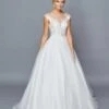 DeKlaire Bridal 425 Illusion Boat Neckline Cap Sleeve A-Line Court Train Wedding Dress(Lovely La Bridal 425 Illusion Boat Neckline Cap Sleeve A Line Court Train Wedding Dress Lace Sequins Applique) -Dress Promotion Store 425 lovely la bridal white