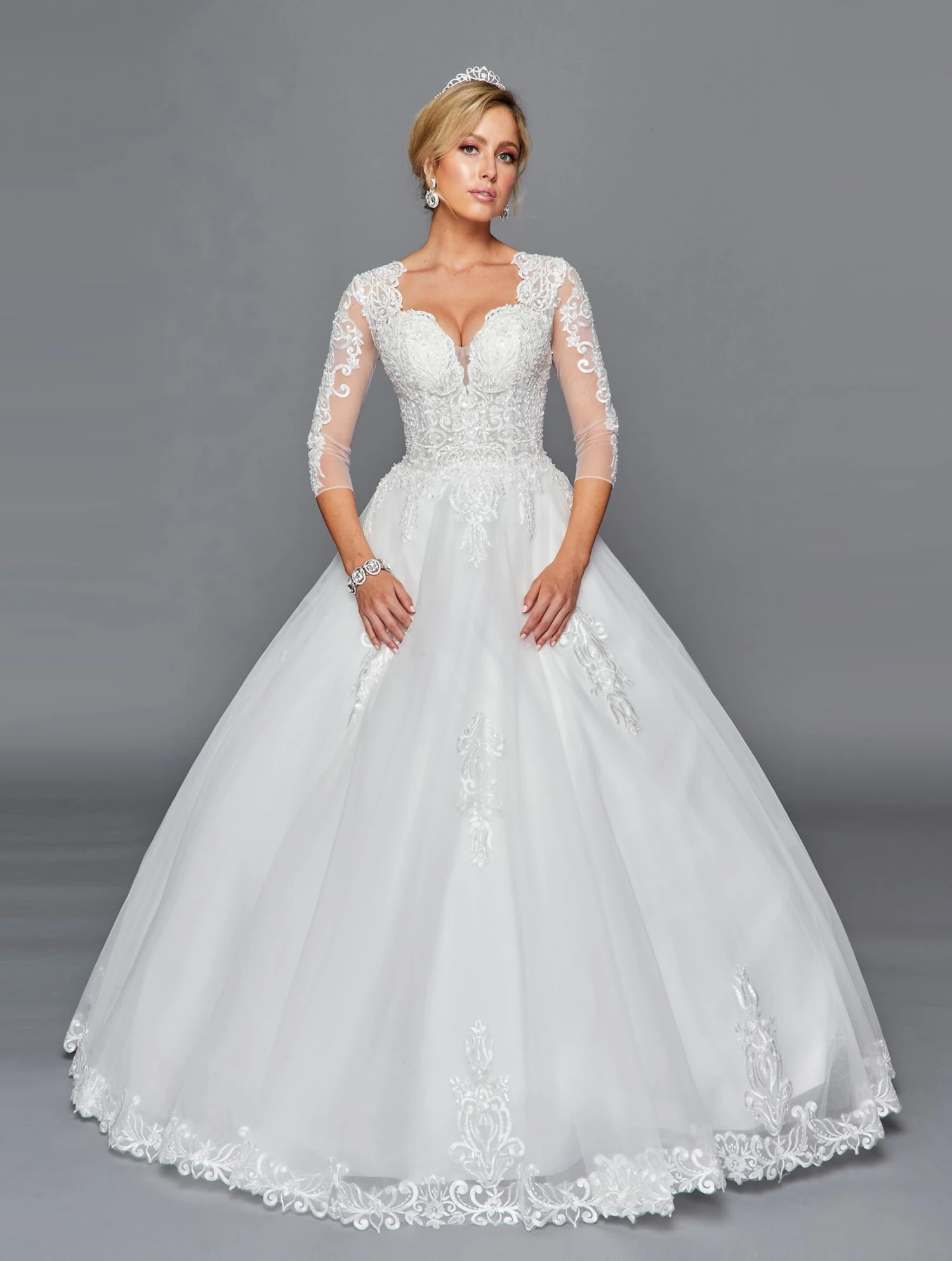 DeKlaire Bridal 436 Mid-Length Sleeve A-Line Wedding Gown V-Neckline Beaded Lace(Lovely La Bridal 436 Mid Length Sleeve A Line Wedding Gown V Neckline Beaded Lace) 3 DeKlaire Bridal 436 Mid-Length Sleeve A-Line Wedding Gown V-Neckline Beaded Lace(Lovely La Bridal 436 Mid Length Sleeve A Line Wedding Gown V Neckline Beaded Lace)