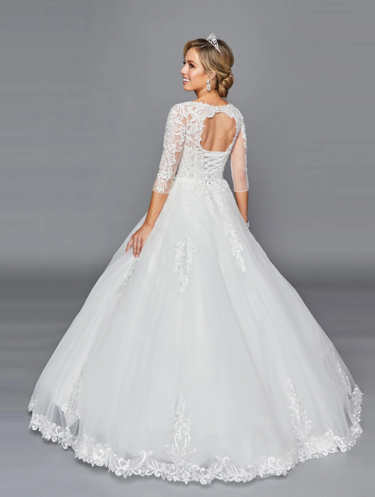 DeKlaire Bridal 436 Mid-Length Sleeve A-Line Wedding Gown V-Neckline Beaded Lace(Lovely La Bridal 436 Mid Length Sleeve A Line Wedding Gown V Neckline Beaded Lace) 4 DeKlaire Bridal 436 Mid-Length Sleeve A-Line Wedding Gown V-Neckline Beaded Lace(Lovely La Bridal 436 Mid Length Sleeve A Line Wedding Gown V Neckline Beaded Lace) - Image 2