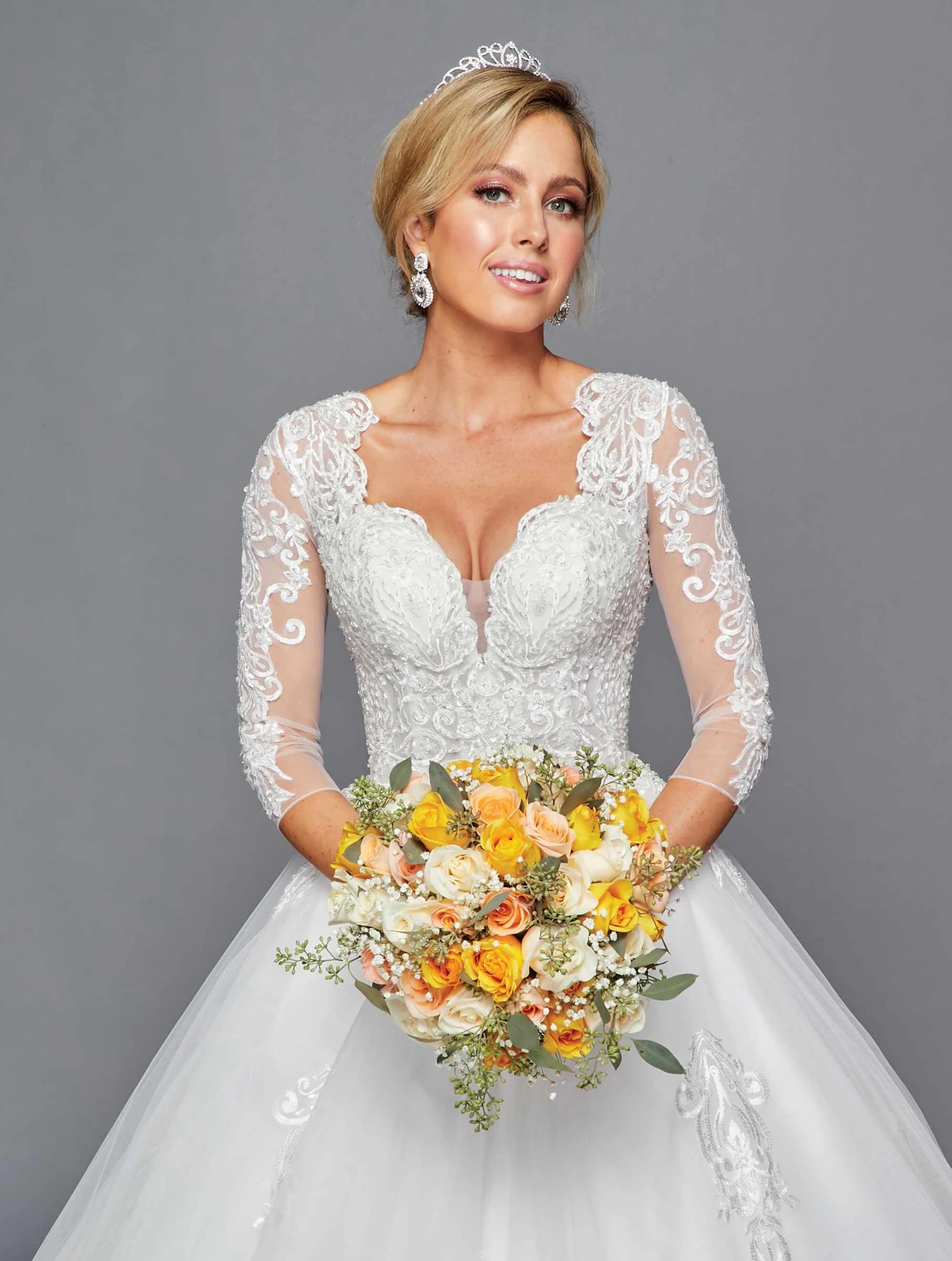 DeKlaire Bridal 436 Mid-Length Sleeve A-Line Wedding Gown V-Neckline Beaded Lace(Lovely La Bridal 436 Mid Length Sleeve A Line Wedding Gown V Neckline Beaded Lace) 5 DeKlaire Bridal 436 Mid-Length Sleeve A-Line Wedding Gown V-Neckline Beaded Lace(Lovely La Bridal 436 Mid Length Sleeve A Line Wedding Gown V Neckline Beaded Lace) - Image 3
