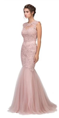 Eureka 4510 Cut Out Back Floor Length Mermaid-Style Sleeveless Gown(Cut Out Back Floor Length Mermaid Style Sleeveless Gown Dusty Rose)