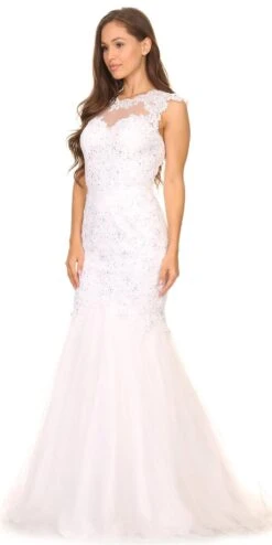 Eureka 4510 Cut Out Back Floor Length Mermaid-Style Sleeveless Gown(Cut Out Back Floor Length Mermaid Style Sleeveless Gown Dusty Rose) -Dress Promotion Store 4510 eureka white left view f9ab390d 285d 41c4 9446 d39aa75aab38