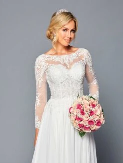 DeKlaire Bridal 453 Long Sleeve Boat Neckline Wedding Dress(Deklaire Bridal 453 Long Sleeve Boat Neckline Wedding Dress) -Dress Promotion Store 453 3