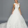 DeKlaire Bridal 456 Elegant Scoop Neck Cap Sleeve A-Line Chapel Train Wedding Gown(Deklaire Bridal 456 Elegant Scoop Neck Cap Sleeve A Line Chapel Train Wedding Gown)
