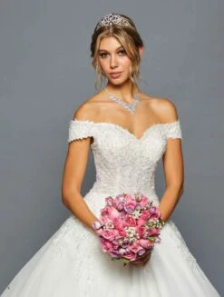 DeKlaire Bridal 458 Off The Shoulder Sweetheart Neck Lace Tulle A-Line Chapel Train Wedding Dress(Deklaire Bridal 458 Off The Shoulder Sweetheart Neck Lace Tulle A Line Chapel Train Wedding Dress) -Dress Promotion Store 458 3