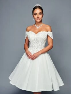 DeKlaire Bridal 467 Short Off The Shoulder A-line Wedding Dress(Deklaire Bridal 467 Short Off The Shoulder A Line Wedding Dress) -Dress Promotion Store 467 3