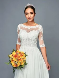 DeKlaire Bridal 468 Long Mid-Sleeve A-Line Wedding Dress(Deklaire Bridal 468 Long Mid Sleeve A Line Wedding Dress) -Dress Promotion Store 468 3