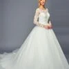 DeKlaire Bridal 471 Long Sleeve Boat Neck A-Line Ballgown Chapel Train Wedding Dress(Deklaire Bridal 471 Long Sleeve Boat Neck A Line Ballgown Chapel Train Wedding Dress)