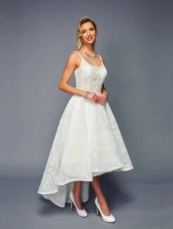DeKlaire Bridal 473 Sleeveless High Low A-Line Wedding Gown(Deklaire Bridal 473 Sleeveless High Low A Line Wedding Gown)
