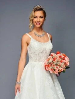DeKlaire Bridal 473 Sleeveless High Low A-Line Wedding Gown(Deklaire Bridal 473 Sleeveless High Low A Line Wedding Gown) -Dress Promotion Store 473 3