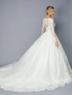 DeKlaire Bridal 476 Floor Length Long Sleeve A-Line V-Neck Wedding Ballgown(Deklaire Bridal 476 Floor Length Long Sleeve A Line V Neck Wedding Ballgown) -Dress Promotion Store 476 2