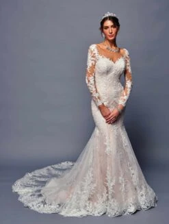 Deklaire Bridal 483 Long Sleeve Trumpet Wedding Gown(Deklaire Bridal 483 Long Sleeve Trumpet Wedding Gown)