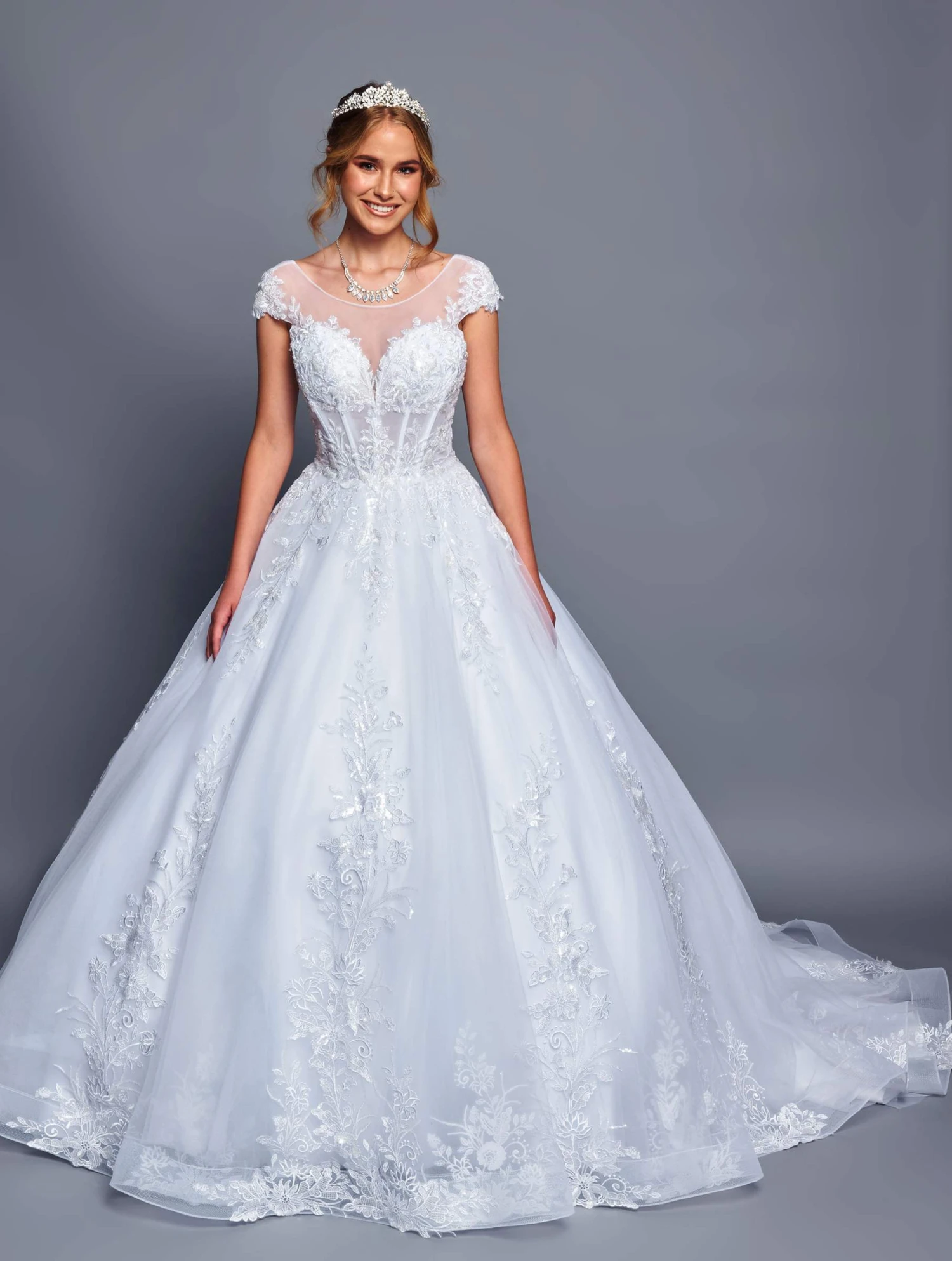 Deklaire Bridal 484 Floor Length Cap Sleeve A-Line Wedding Ball Gown(Deklaire Bridal 484 Floor Length Cap Sleeve A Line Wedding Ball Gown) 6 Deklaire Bridal 484 Floor Length Cap Sleeve A-Line Wedding Ball Gown(Deklaire Bridal 484 Floor Length Cap Sleeve A Line Wedding Ball Gown) - Image 4