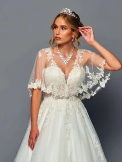 DeKlaire Bridal 488 Wedding Dress A-Line Shawl Covering(Deklaire Bridal 488 Wedding Dress A Line Shawl Covering) -Dress Promotion Store 488 DEKLAIRE BRIDAL IVORYZOOM