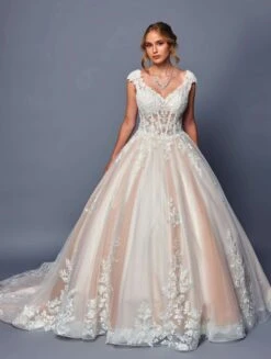 DeKlaire Bridal 490 Wedding Dress A-Line Cap Sleeve Chapel Train(Deklaire Bridal 490 Wedding Dress A Line Cap Sleeve Chapel Train)