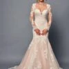 DeKlaire Bridal 491 Wedding Dress Trumpet Queen Anne Neckline(Deklaire Bridal 491 Wedding Dress Trumpet Queen Anne Neckline) -Dress Promotion Store 491 DEKLAIRE BRIDAL CHAMPAGNE