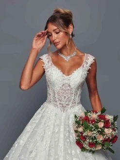 Deklaire Bridal 497 Poofy A-Line Ballgown Wedding Gown Chapel Train(Deklaire Bridal 497 Poofy A Line Ballgown Wedding Gown Chapel Train) -Dress Promotion Store 497 IVORY 3