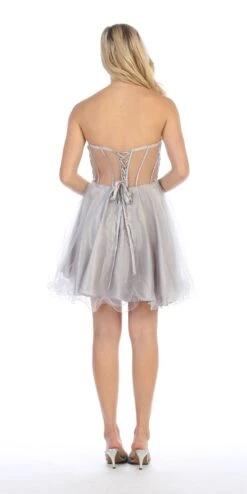 Celavie 5013 Applique Sheer Bodice Strapless Homecoming Dress(Celavie 5013 Applique Sheer Bodice Strapless Homecoming Dress Black) 13 Celavie 5013 Applique Sheer Bodice Strapless Homecoming Dress(Celavie 5013 Applique Sheer Bodice Strapless Homecoming Dress Black) -Dress Promotion Store 5013 celavie silver back