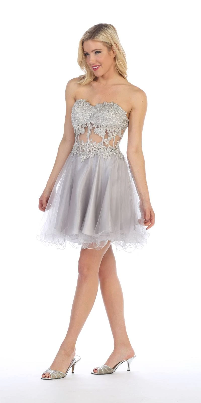 Celavie 5013 Applique Sheer Bodice Strapless Homecoming Dress(Celavie 5013 Applique Sheer Bodice Strapless Homecoming Dress Black) 8 Celavie 5013 Applique Sheer Bodice Strapless Homecoming Dress(Celavie 5013 Applique Sheer Bodice Strapless Homecoming Dress Black) - Image 6