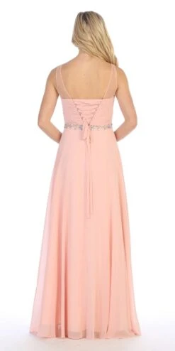 Celavie 5020 Illusion Ruched Bodice Long Dress Sleeveless(Celavie 5020 Blush Illusion Ruched Bodice Long Formal Dress Sleeveless) -Dress Promotion Store 5020 celavie blush back a671dca8 7cb4 44b9 9f89 9969a76ba5a0